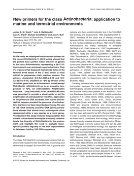 New Primers for the Class Actinobacteria: Application to Marine and Terrestrial Environments