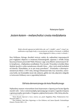 Jestem Kotem – Melancholia I Cnota Niedziałania