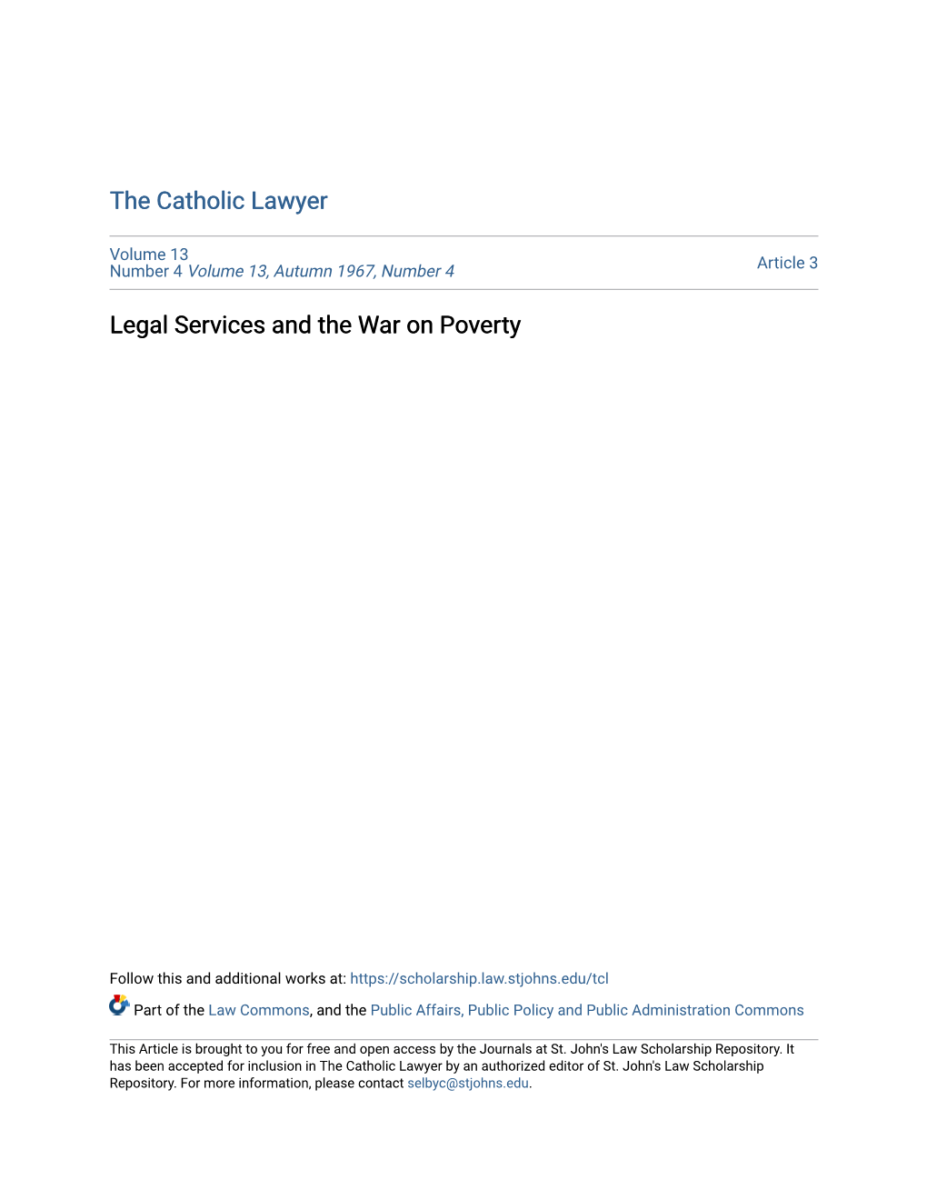 Legal Services and the War on Poverty