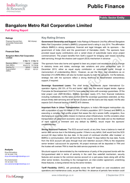 Bangalore Metro Rail Corporation Limited Full Rating Report