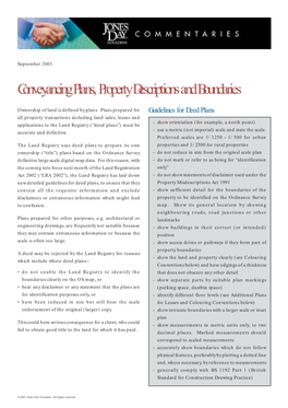 Conveyancing Plans, Property Descriptions and Boundaries