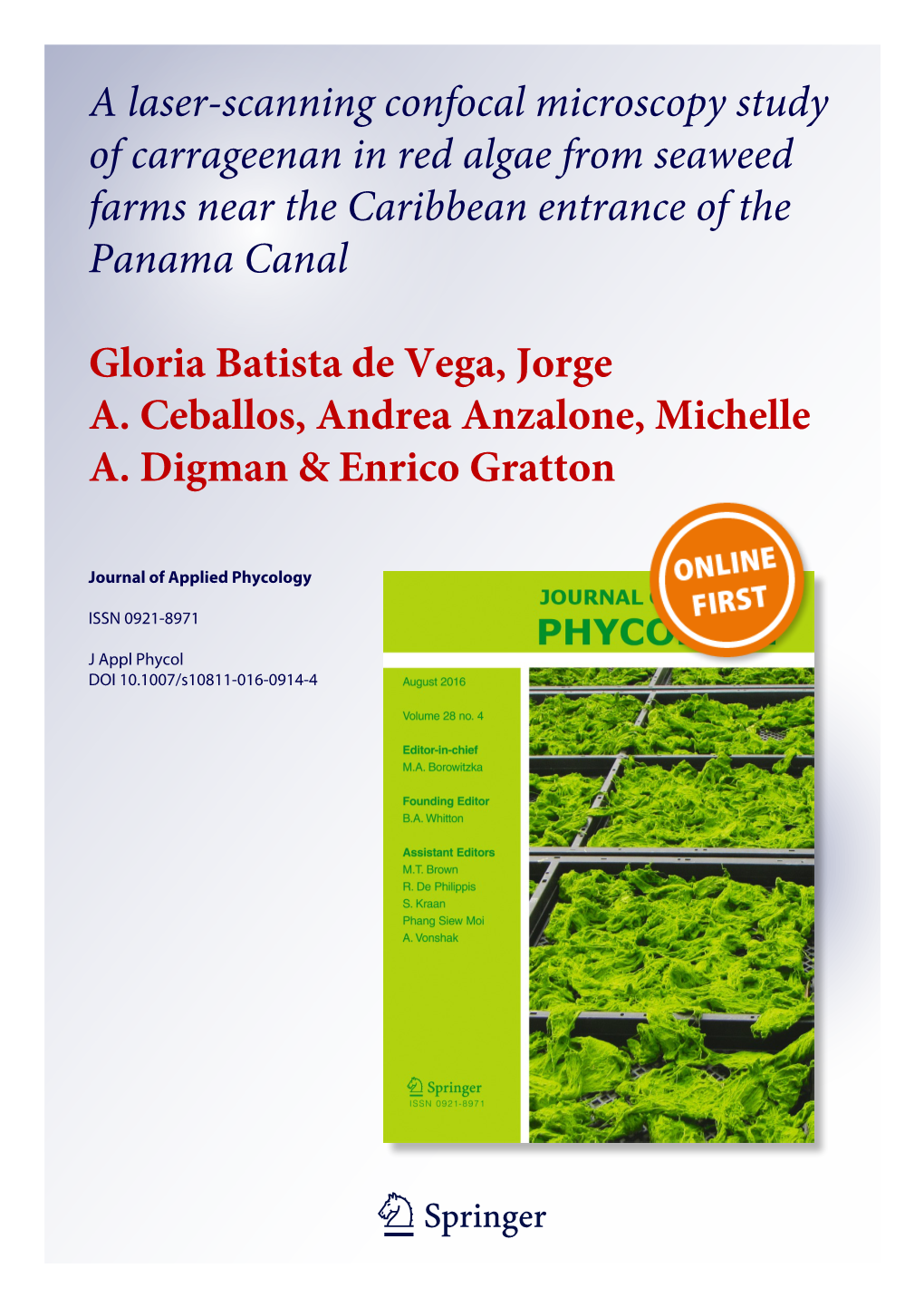 A Laser-Scanning Confocal Microscopy Study of Carrageenan in Red Algae from Seaweed Farms Near the Caribbean Entrance of the Panama Canal