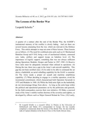 The Lessons of the Border War Leopold Scholtz
