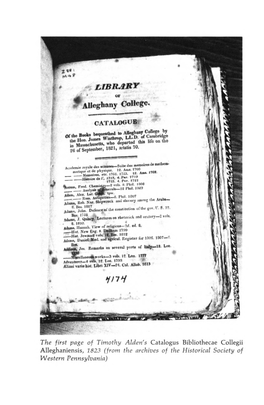 T^Ie Ffrsf Page of Timothy Alden's Catalogus Bibliothecae Collegii