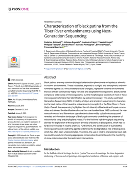 Characterization of Black Patina from the Tiber River Embankments Using Next- Generation Sequencing