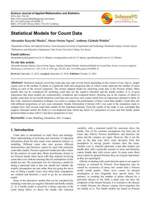 Statistical Models for Count Data