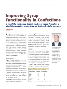 Improving Syrup Functionality in Confections