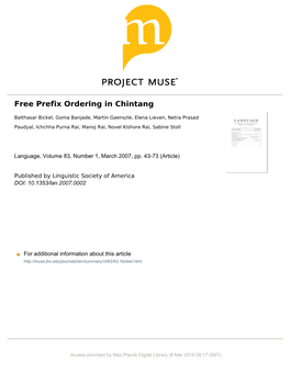 Free Prefix Ordering in Chintang