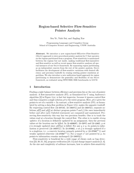 Region-Based Selective Flow-Sensitive Pointer Analysis