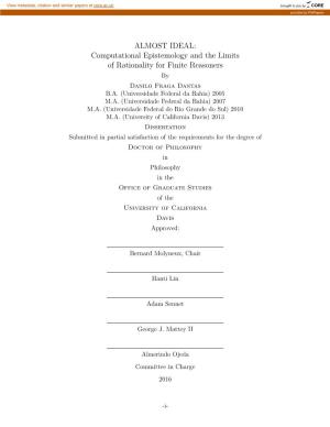 Computational Epistemology and the Limits of Rationality for Finite Reasoners by Danilo Fraga Dantas B.A