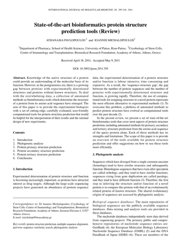 State-Of-The-Art Bioinformatics Protein Structure Prediction Tools (Review)