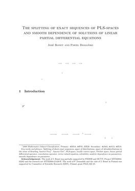 The Splitting of Exact Sequences of PLS-Spaces and Smooth Dependence of Solutions of Linear Partial Differential Equations