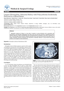 Largest Metanephric Adenoma Kidney with Polycythemia Incidentally