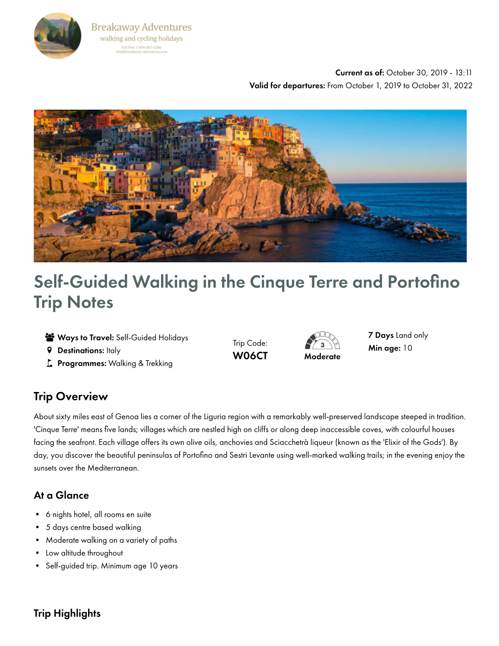 Self-Guided Walking in the Cinque Terre and Porto No Trip Notes