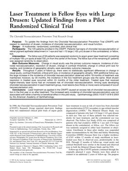 Laser Treatment in Fellow Eyes with Large Drusen: Updated Findings from a Pilot Randomized Clinical Trial