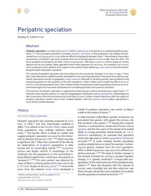 Peripatric Speciation Andrew Z