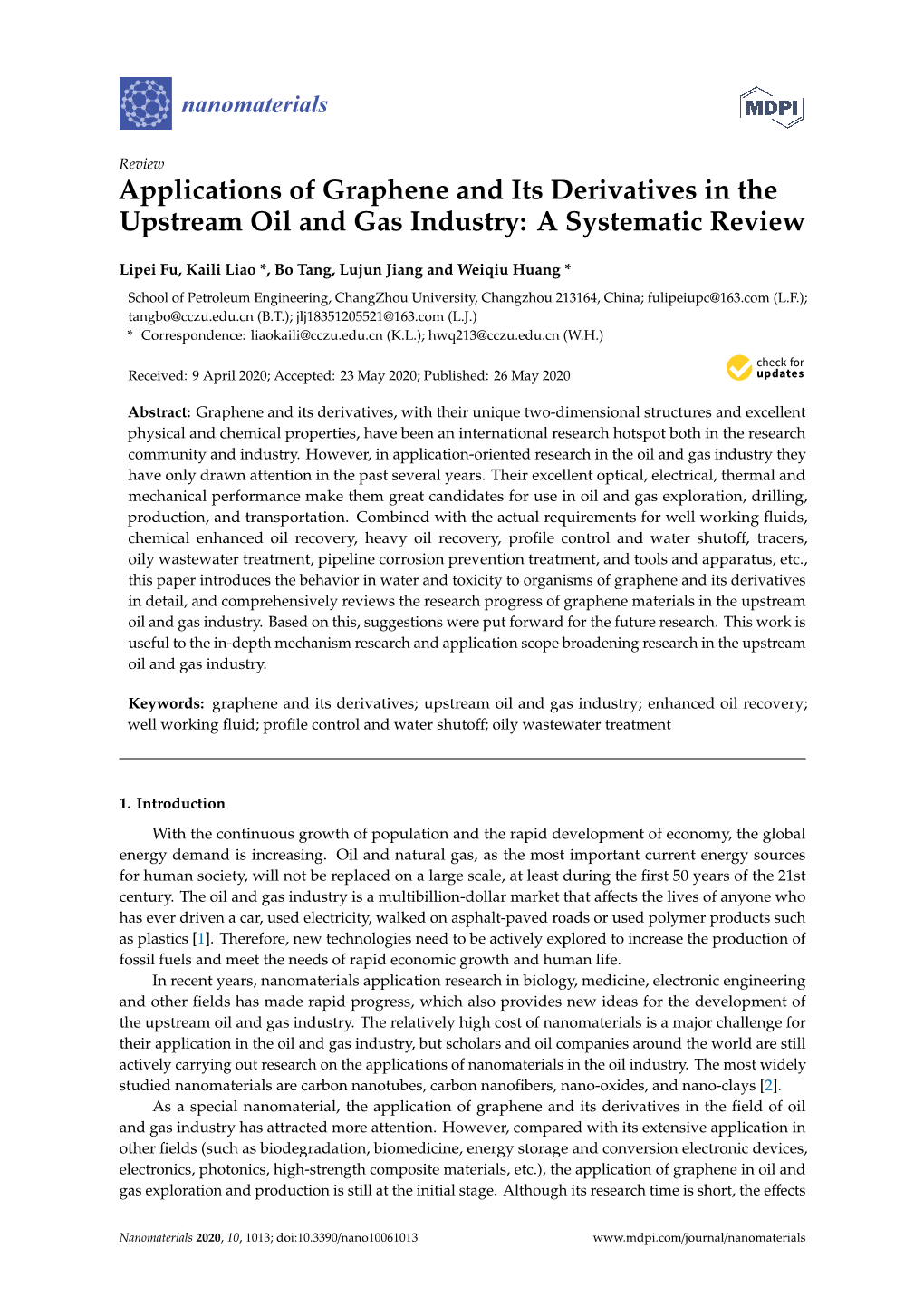 Applications of Graphene and Its Derivatives in the Upstream Oil and Gas Industry: a Systematic Review