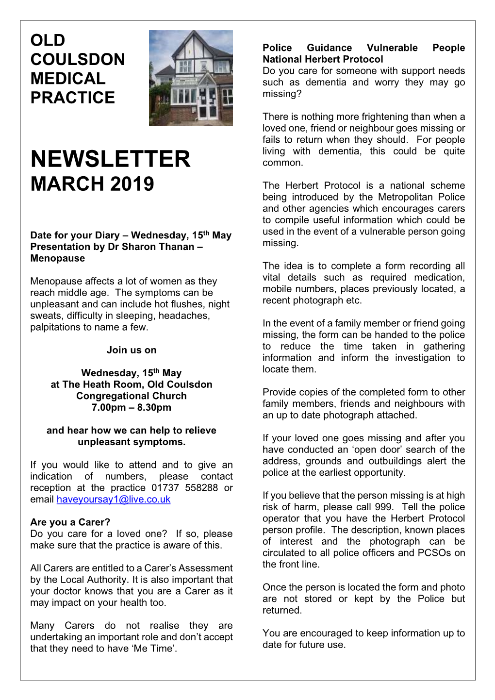 March 2019 Newsletter