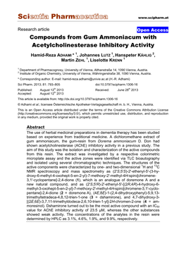 Compounds from Gum Ammoniacum with Acetylcholinesterase Inhibitory Activity