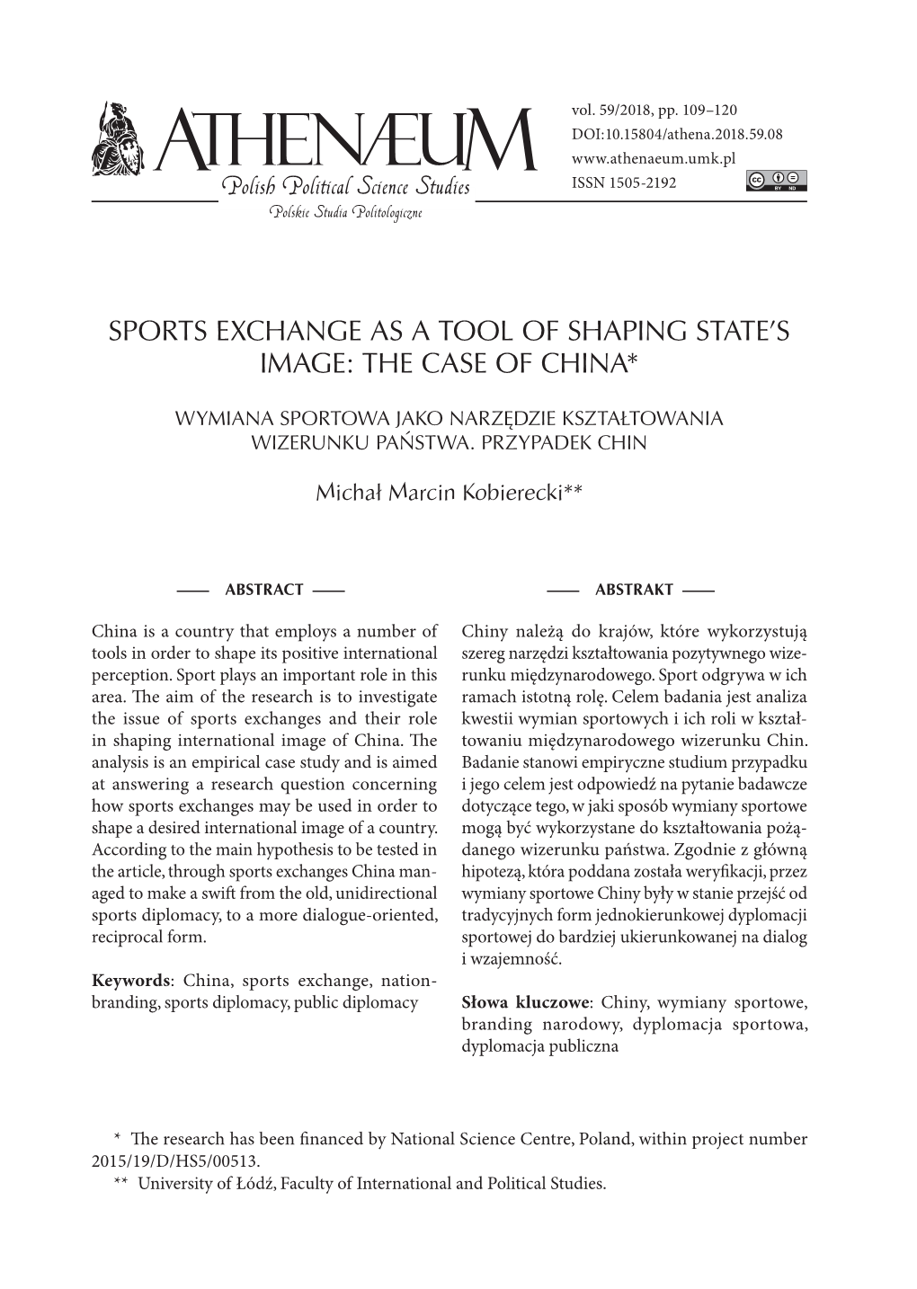 Sports Exchange As a Tool of Shaping State's