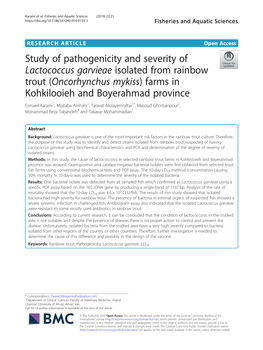 Study of Pathogenicity and Severity of Lactococcus Garvieae Isolated From