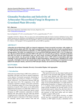 Glomalin Production and Infectivity of Arbuscular-Mycorrhizal Fungi in Response to Grassland Plant Diversity