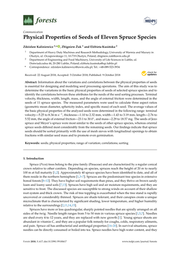 Physical Properties of Seeds of Eleven Spruce Species