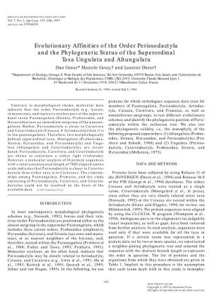 Evolutionary Affinities of the Order Perissodactyla and The