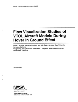 Flow Visualization Studies of VTOL Aircraft Models During Hover in Ground Effect