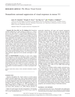 Nonuniform Surround Suppression of Visual Responses in Mouse V1