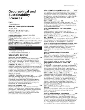 Geographical and Sustainability Sciences 1