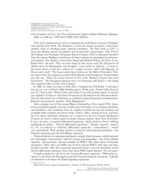 Selected Papers of Peter Lax, Peter Sarnak and Andrew Majda (Editors), Springer, 2005, Xx+620 Pp., US$119.00, ISBN 0-387-22925-6