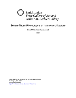 Seherr-Thoss Photographs of Islamic Architecture
