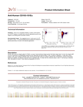 Product Information Sheet Anti-Human CD103-151Eu