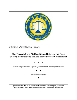 A Judicial Watch Special Report: the Financial and Staffing Nexus