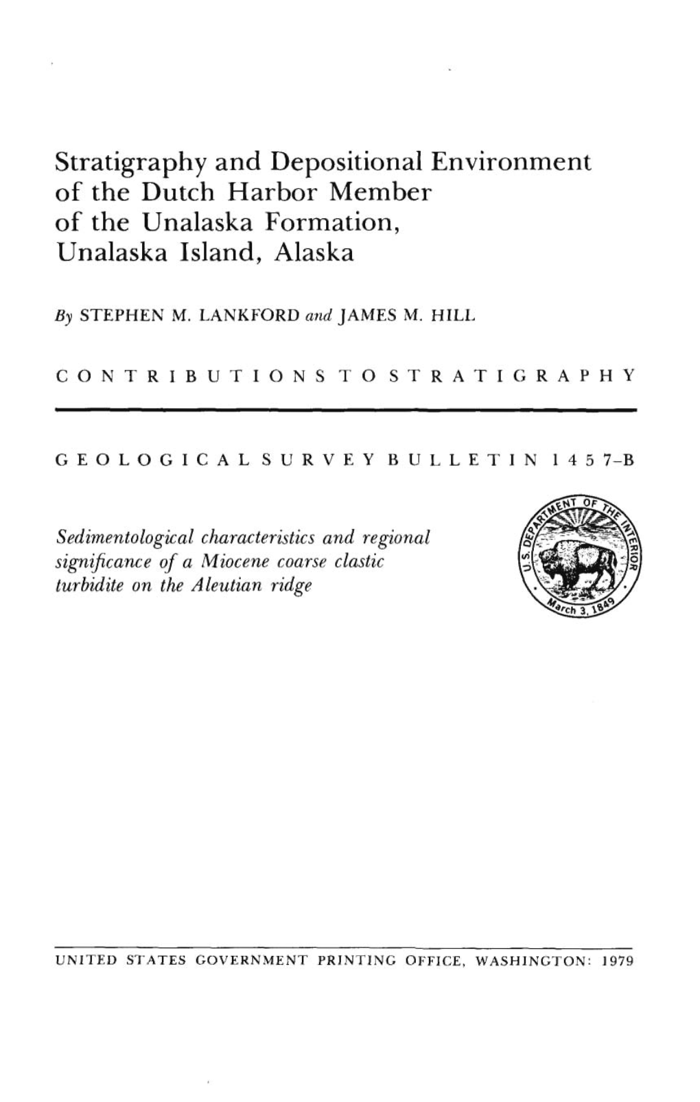 Stratigraphy and Depositional Environment of the Dutch Harbor Member of the Unalaska Formation, Unalaska Island, Alaska