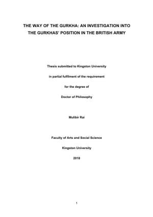 An Investigation Into the Gurkhas' Position in The