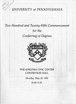 1981 Commencement Program, University Archives, University Of