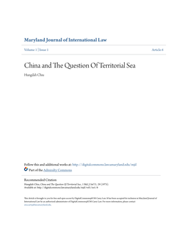 China and the Question of Territorial Sea Hungdah Chiu