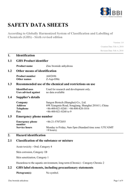 Safety Data Sheets