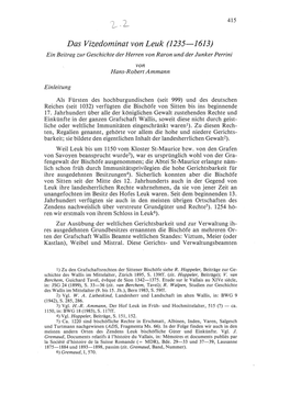 Das Vizedominat Von Leuk (1235—1613) Ein Beitrag Zur Geschichte Der Herren Von Raron Und Der Junker Perrini Von Hans-Robert Ammann