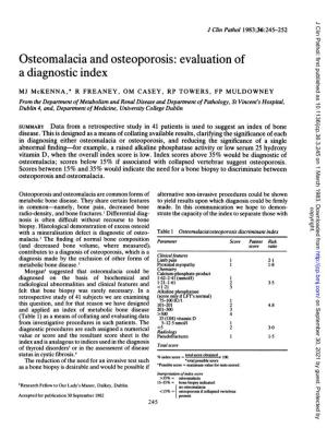 Osteomalacia and Osteoporosis: Evaluation of a Diagnostic Index
