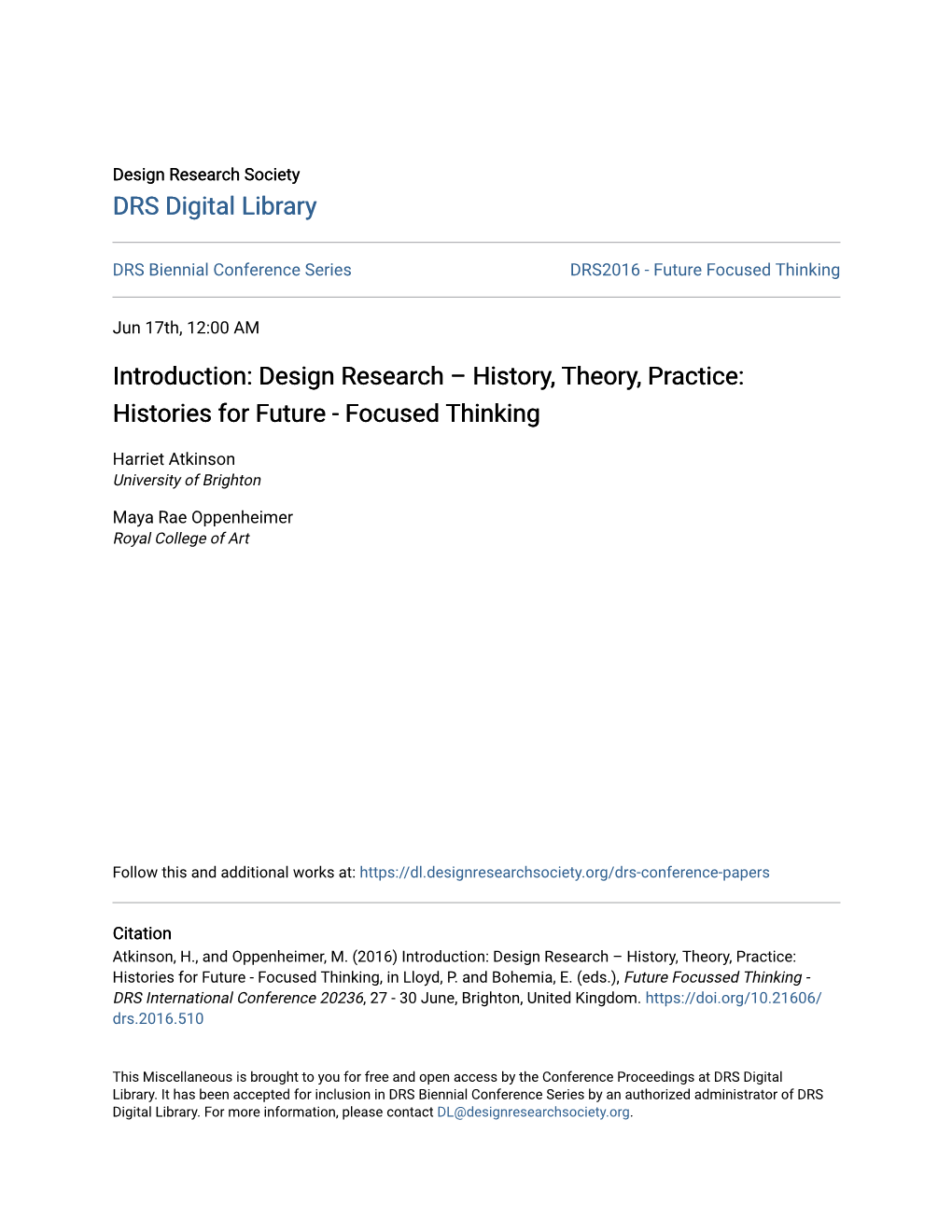 Histories for Future - Focused Thinking