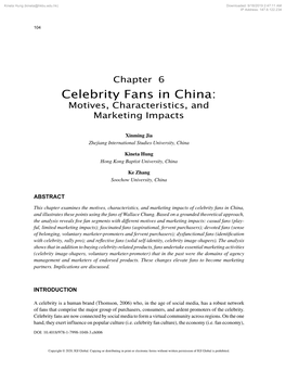 Celebrity Fans in China: Motives, Characteristics, and Marketing Impacts
