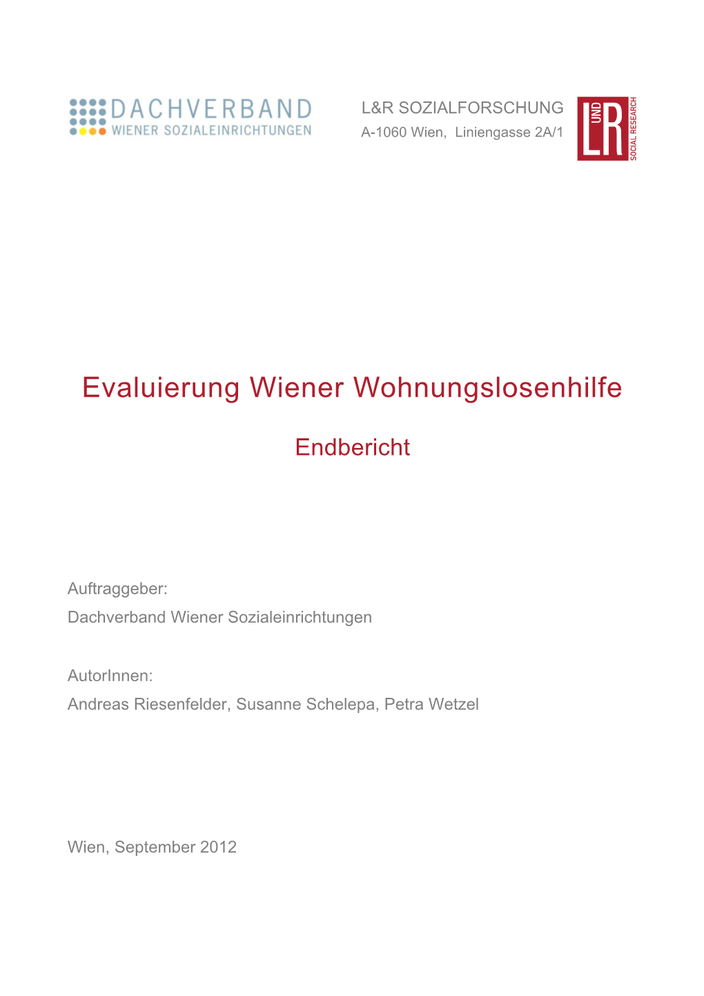 Evaluierung Wiener Wohnungslosenhilfe