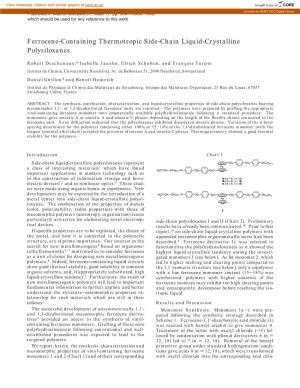 Ferrocene-Containing Thermotropic Side-Chain Liquid-Crystalline Polysiloxanes