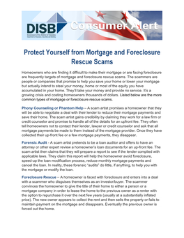 Protect Yourself from Mortgage and Foreclosure Rescue Scams