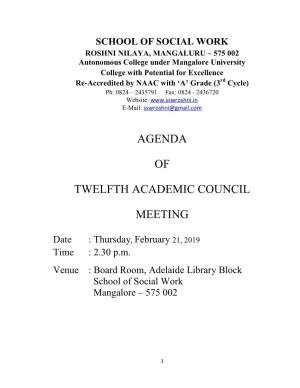 Agenda of Twelfth Academic Council Meeting