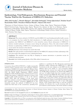 Epidemiology, Viral Pathogenesis, Host-Immune Response and Potential Vaccine Trial for the Treatment of SARS-Cov-2 Infection