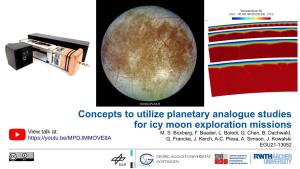Concepts to Utilize Planetary Analogue Studies for Icy Moon Exploration Missions View Talk At: M